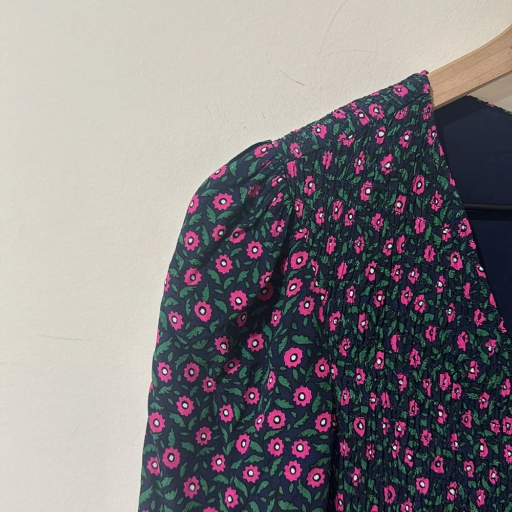 NEW • Boden • Women’s V-Neck Smocked Dress Party Pink, Rambling ditsy 2 - Picture 5 of 6